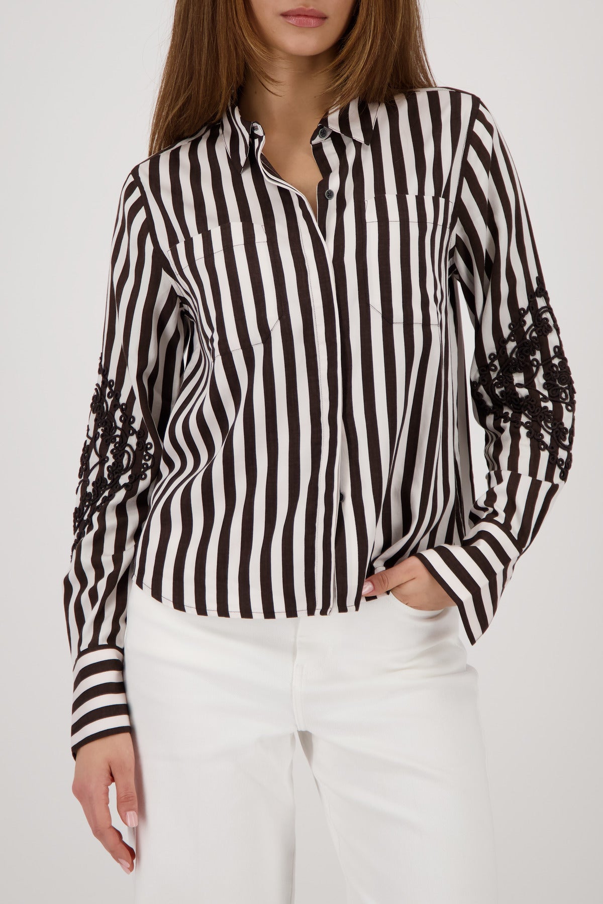 Shop Monari All-Over Print Stripe Shirt - Monari