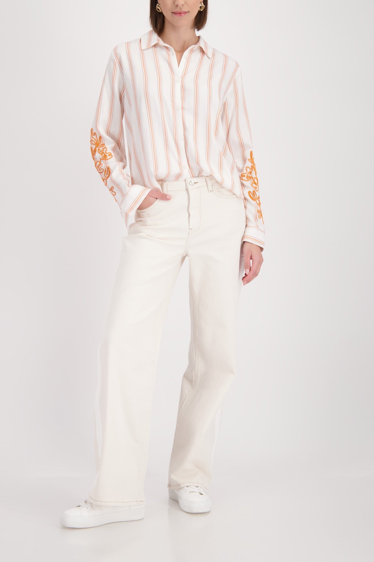 Shop Monari All-Over Print Stripe Shirt - Monari