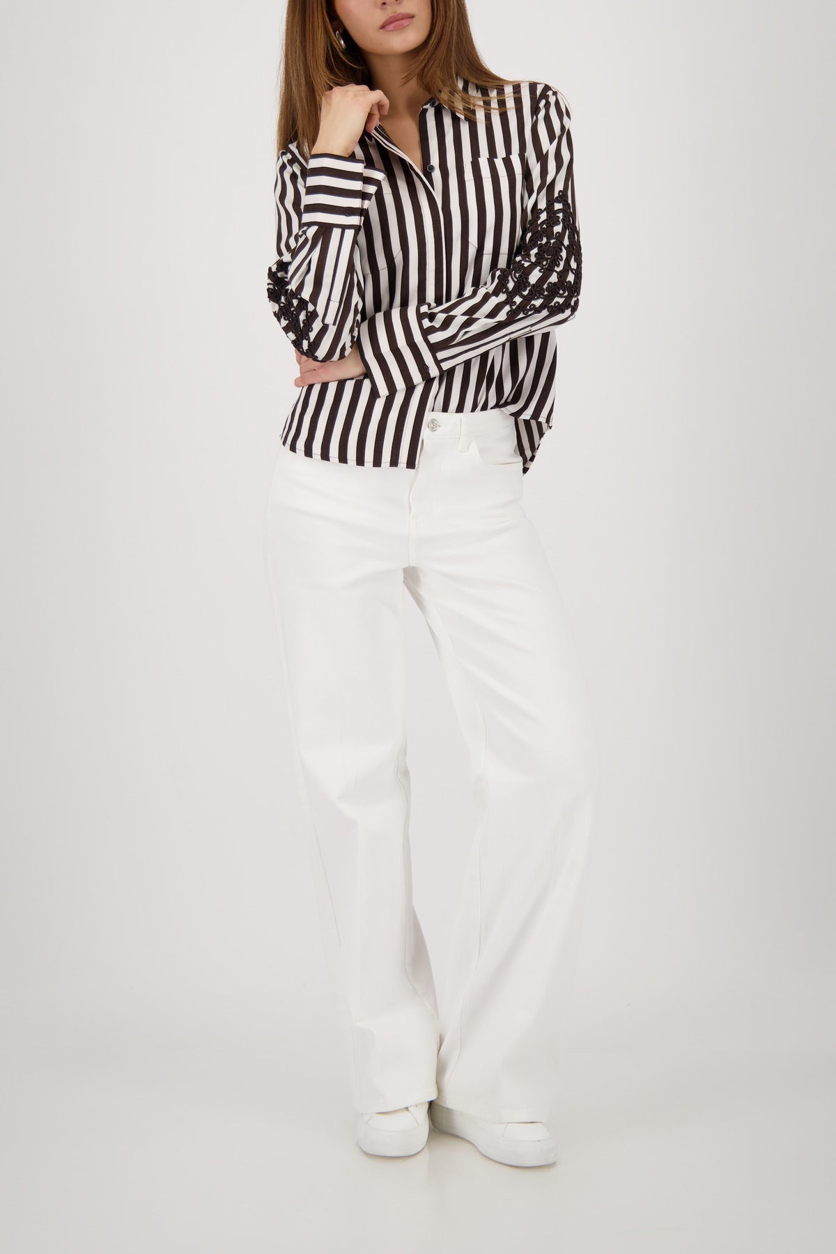 Shop Monari All-Over Print Stripe Shirt - Monari