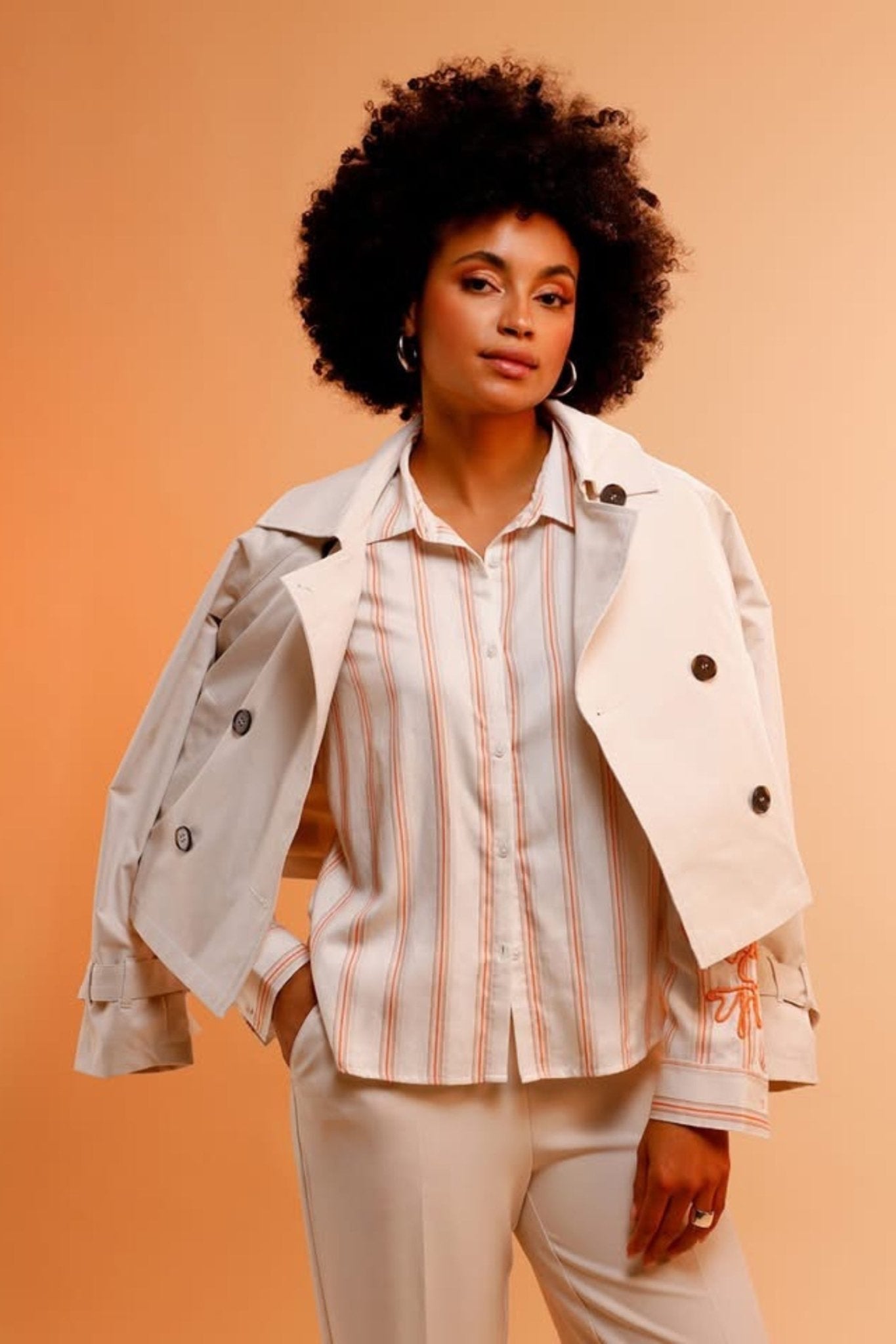 Shop Monari All-Over Print Stripe Shirt - Monari