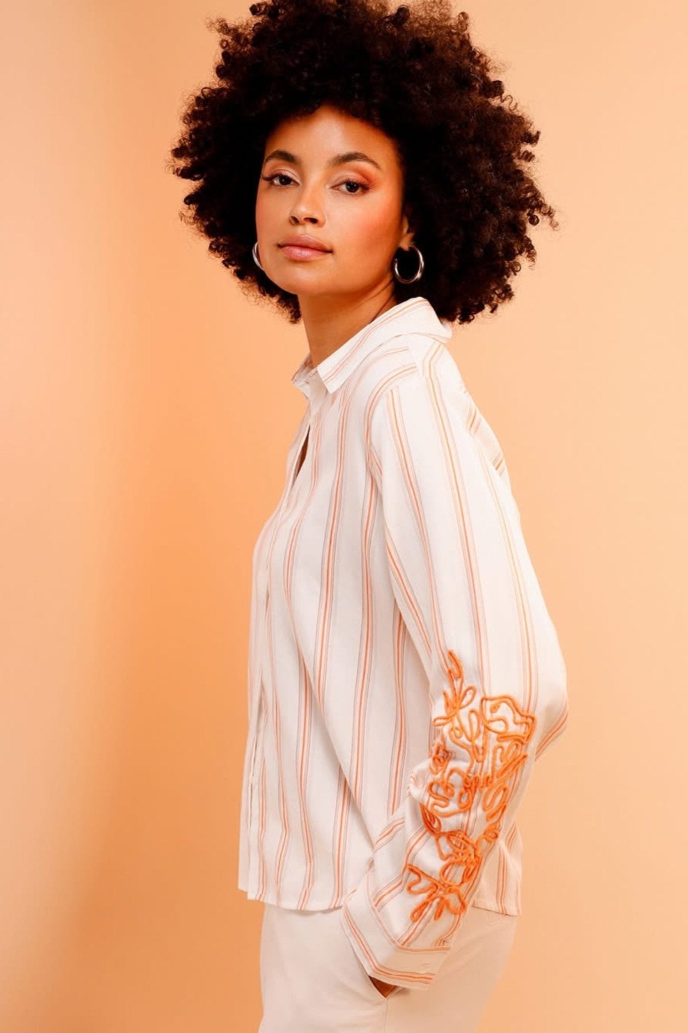 Shop Monari All-Over Print Stripe Shirt - Monari