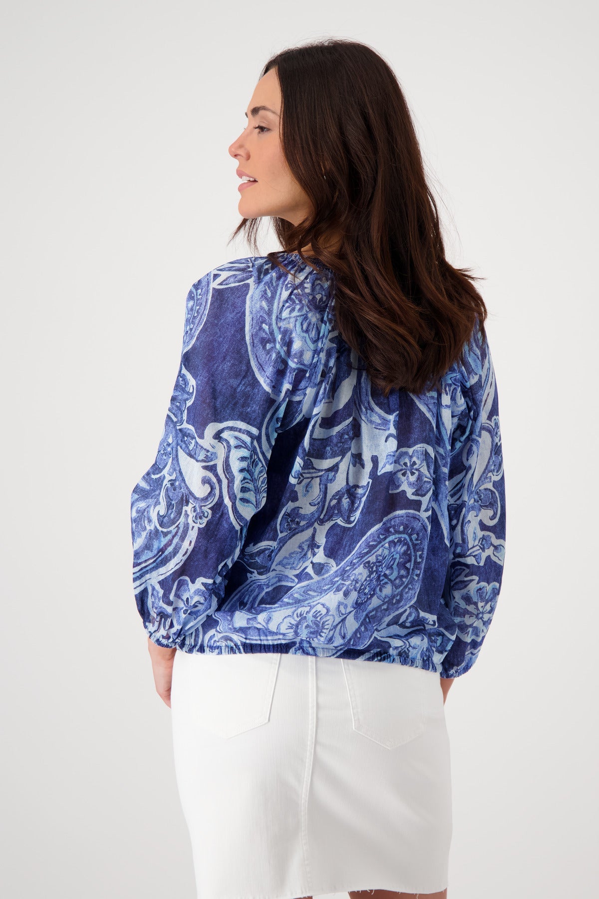 Shop Monari Buenos Aires Jersey Blouse - Blue Sky - Monari