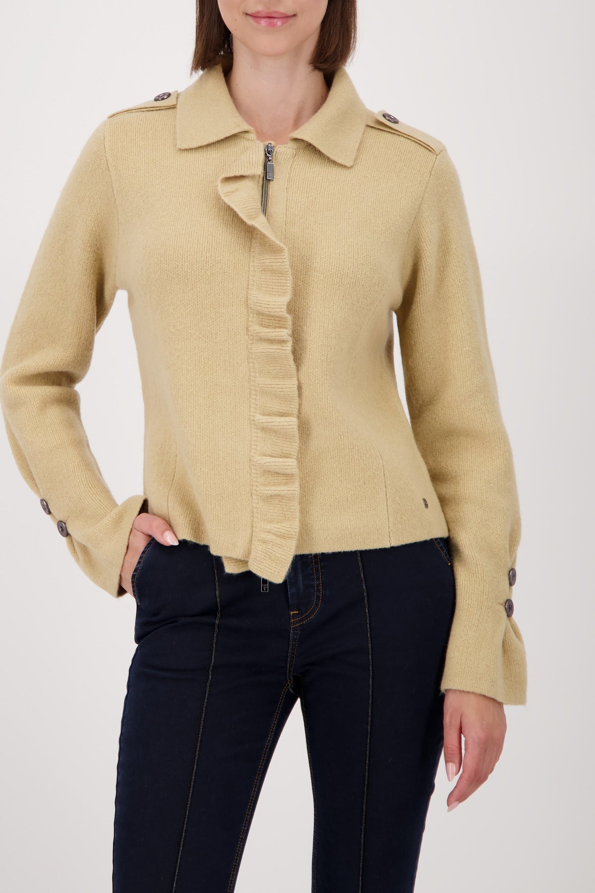 Shop Monari Champs - Élysées Ruffle Cardigan Jacket - Monari