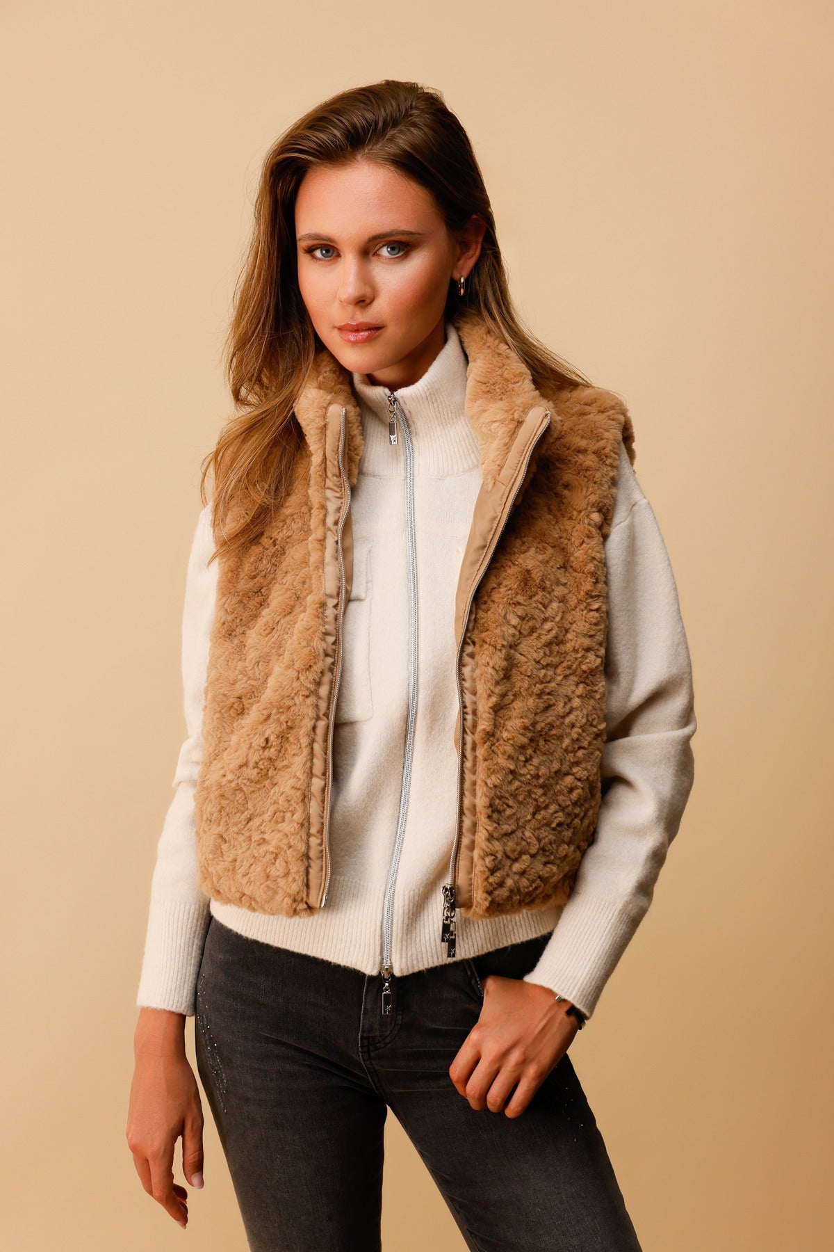 Shop Monari Ciao Bella Faux Fur Waistcoat - Monari