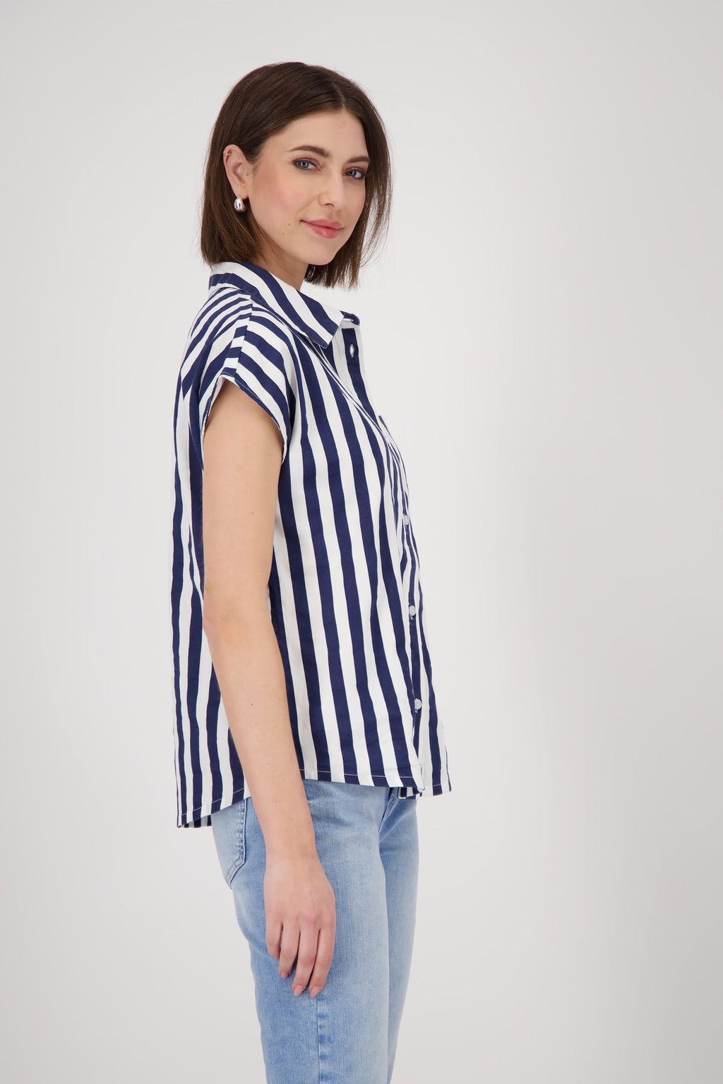 Shop Monari Code d'Azure Stripe Shirt - Monari