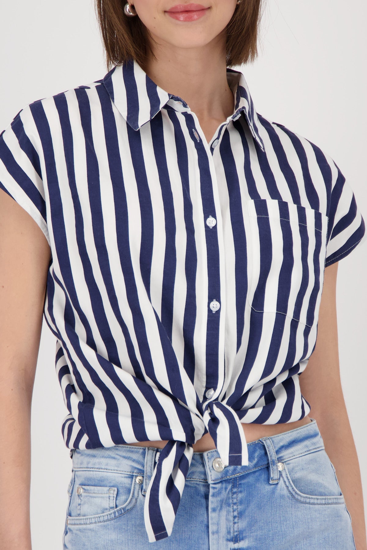 Shop Monari Code d'Azure Stripe Shirt - Monari