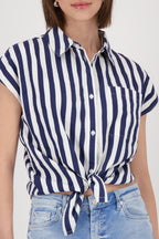 Shop Monari Code d'Azure Stripe Shirt - Monari