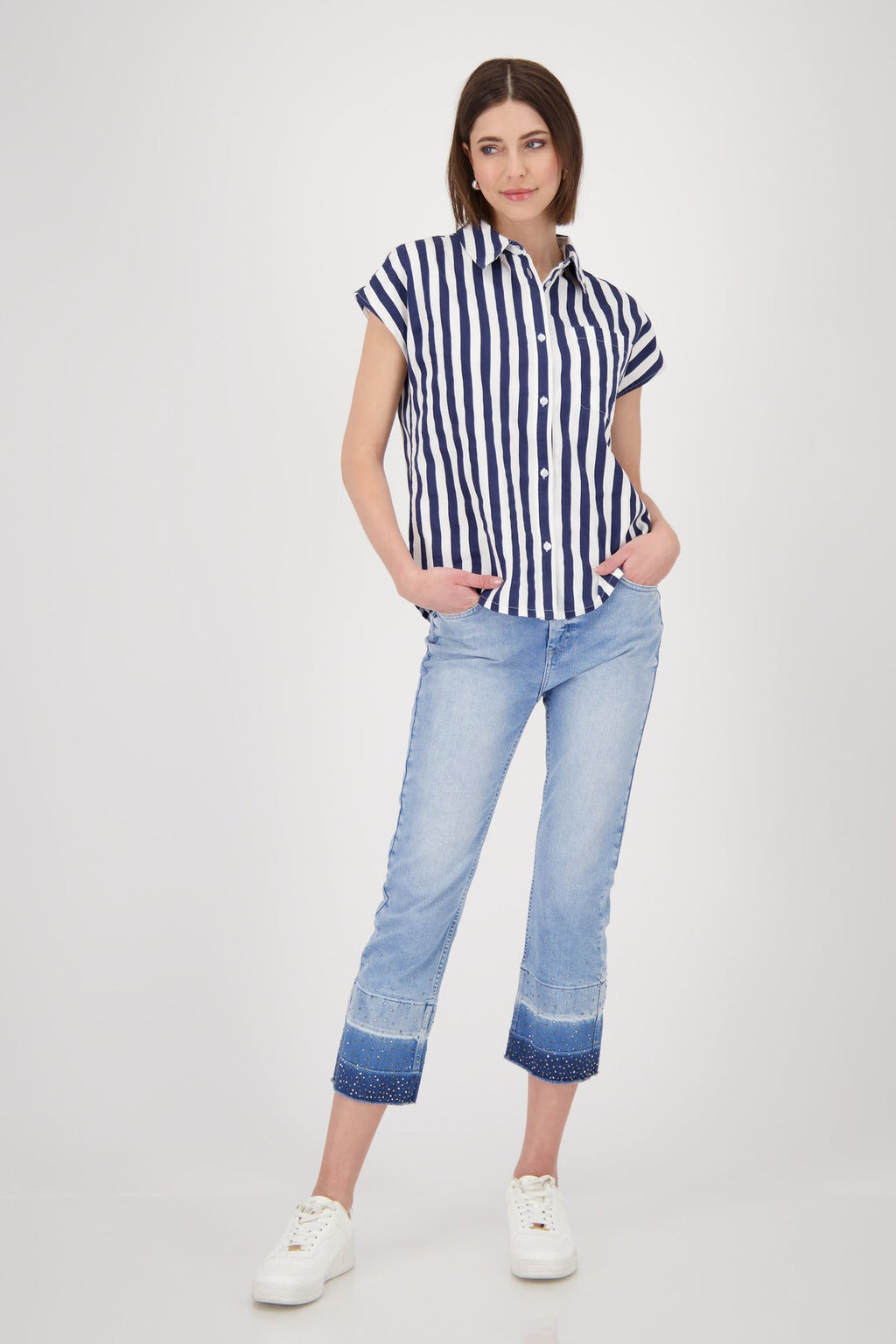 Shop Monari Code d'Azure Stripe Shirt - Monari