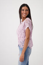 Shop Monari Havanna Round Neck Lace Sweater - Monari