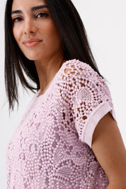 Shop Monari Havanna Round Neck Lace Sweater - Monari