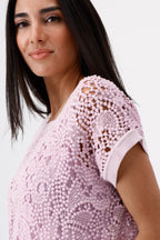 Shop Monari Havanna Round Neck Lace Sweater - Monari