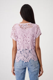 Shop Monari Havanna Round Neck Lace Sweater - Monari