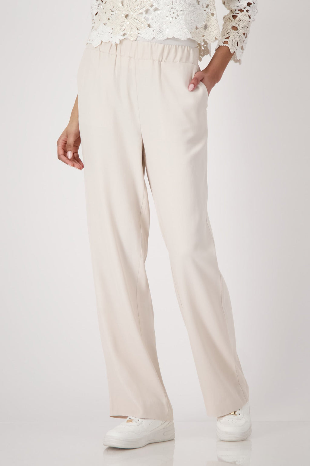 Shop Monari Havanna Wide Leg Pant Seashell - Monari