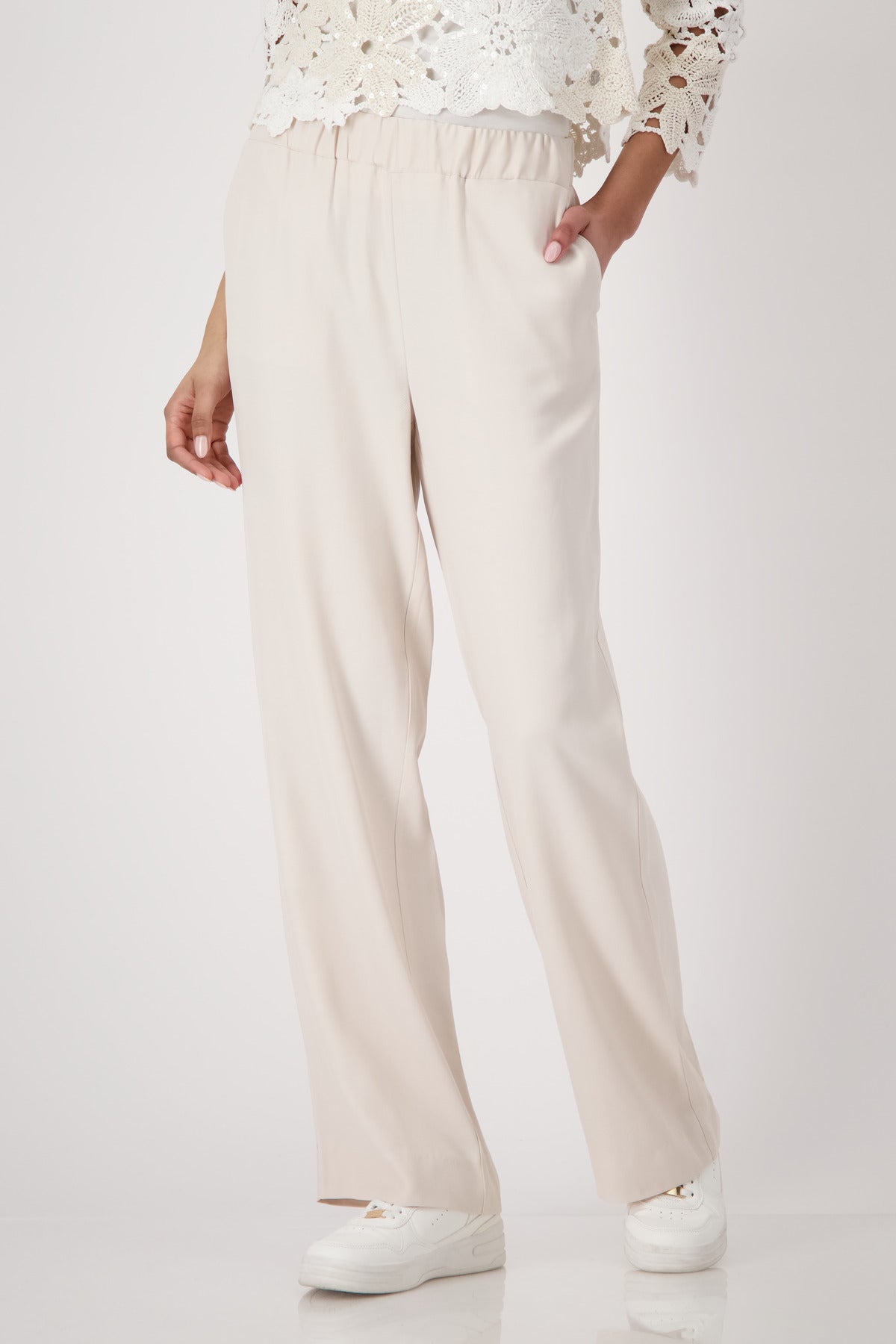 Shop Monari Havanna Wide Leg Pant Seashell - Monari