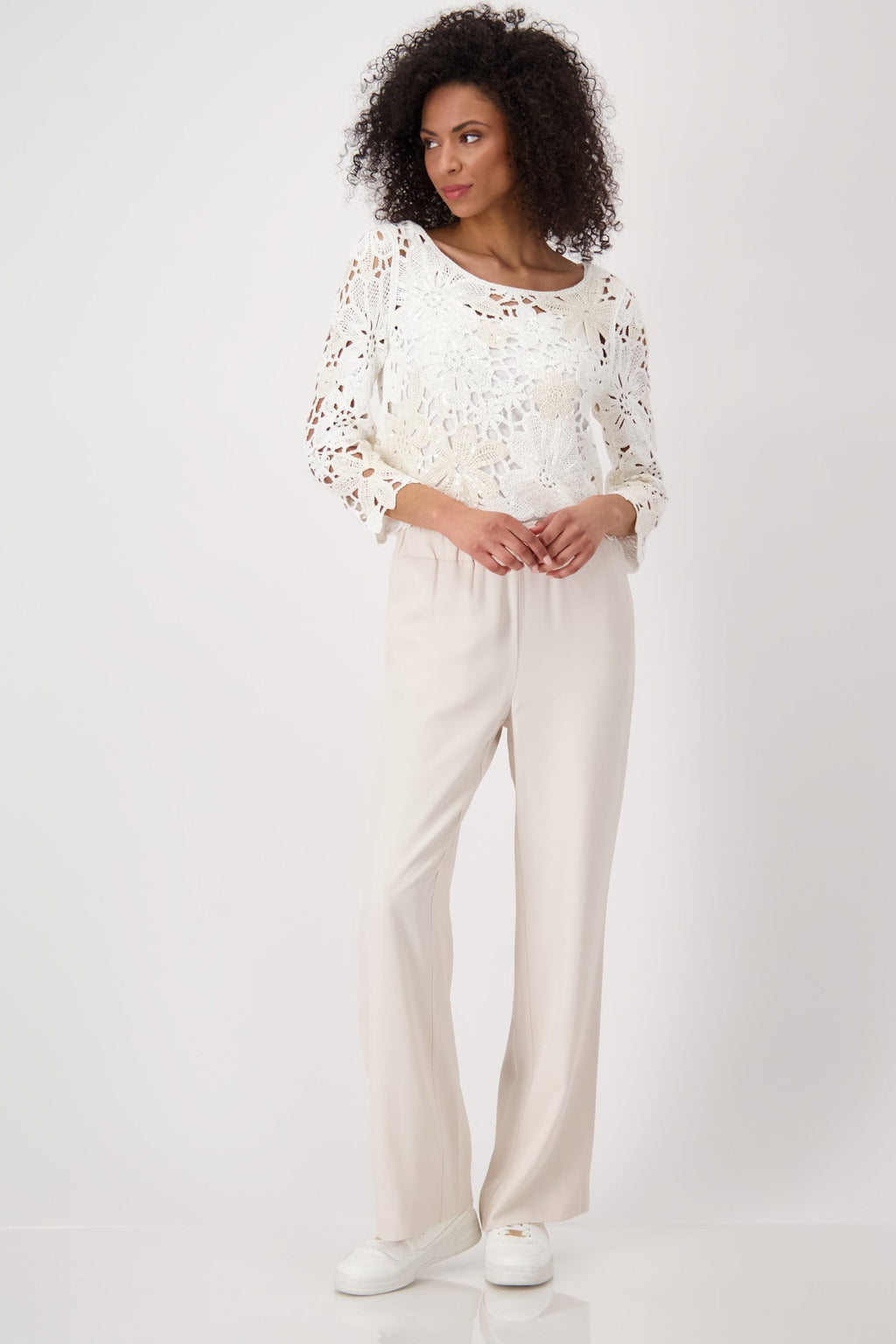 Shop Monari Havanna Wide Leg Pant Seashell - Monari