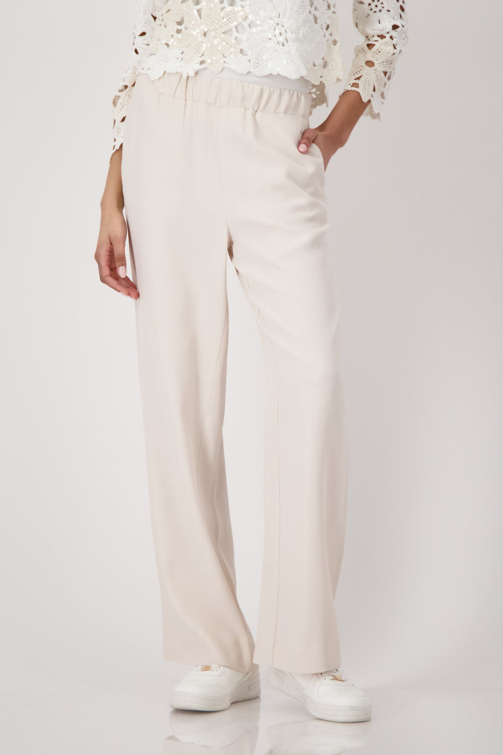 Shop Monari Havanna Wide Leg Pant Seashell - Monari