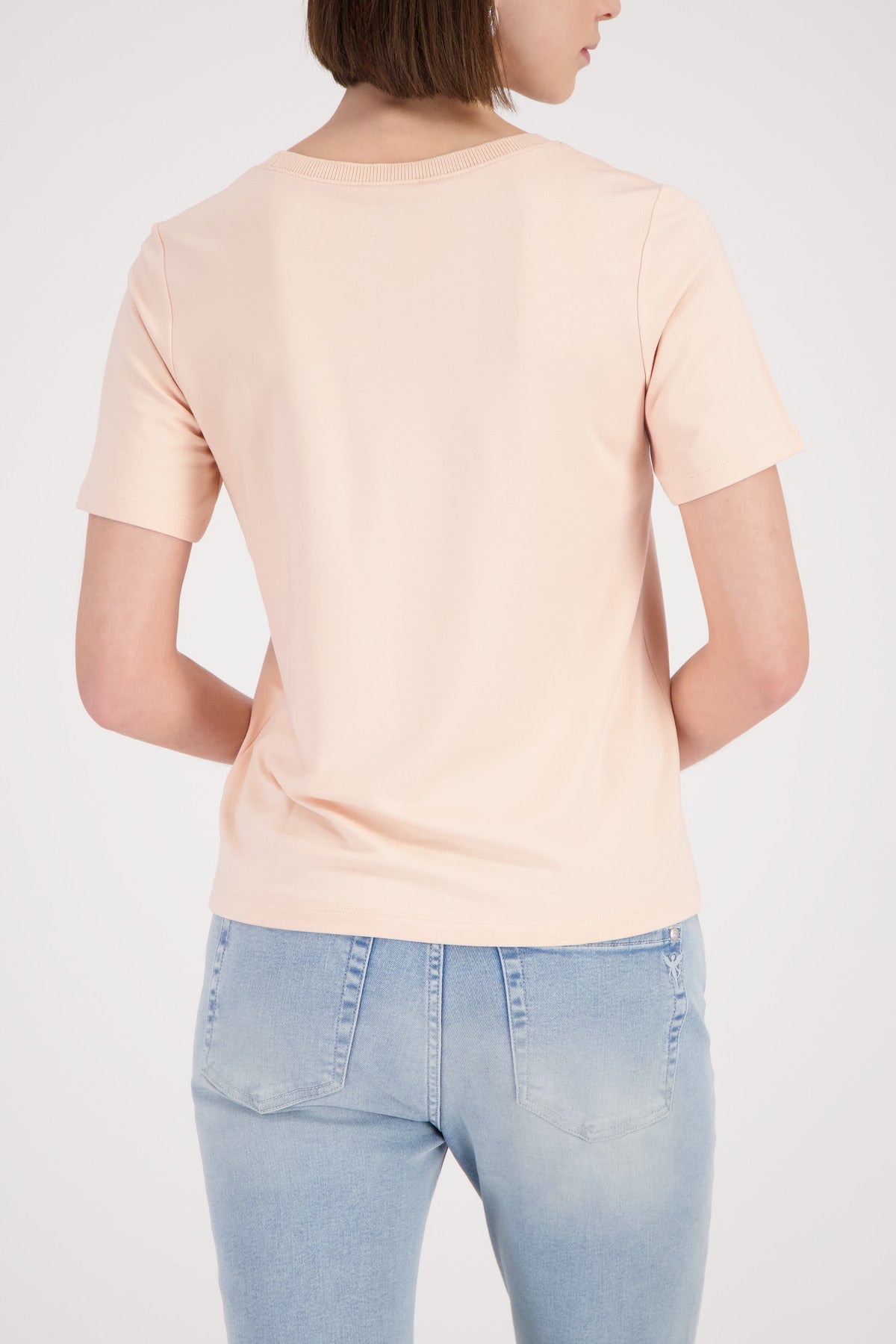 Shop Monari Italy T-Shirt with Chain Detail in Summer Peach - Monari