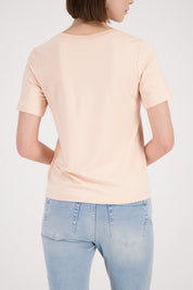 Shop Monari Italy T-Shirt with Chain Detail in Summer Peach - Monari