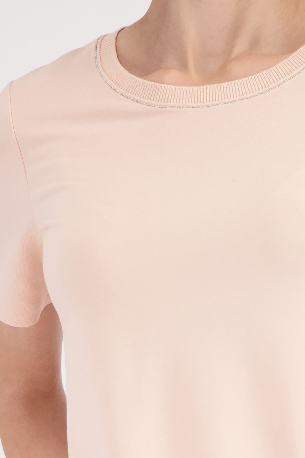 Shop Monari Italy T-Shirt with Chain Detail in Summer Peach - Monari