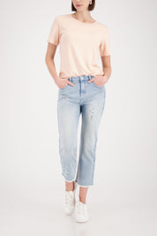 Shop Monari Italy T-Shirt with Chain Detail in Summer Peach - Monari