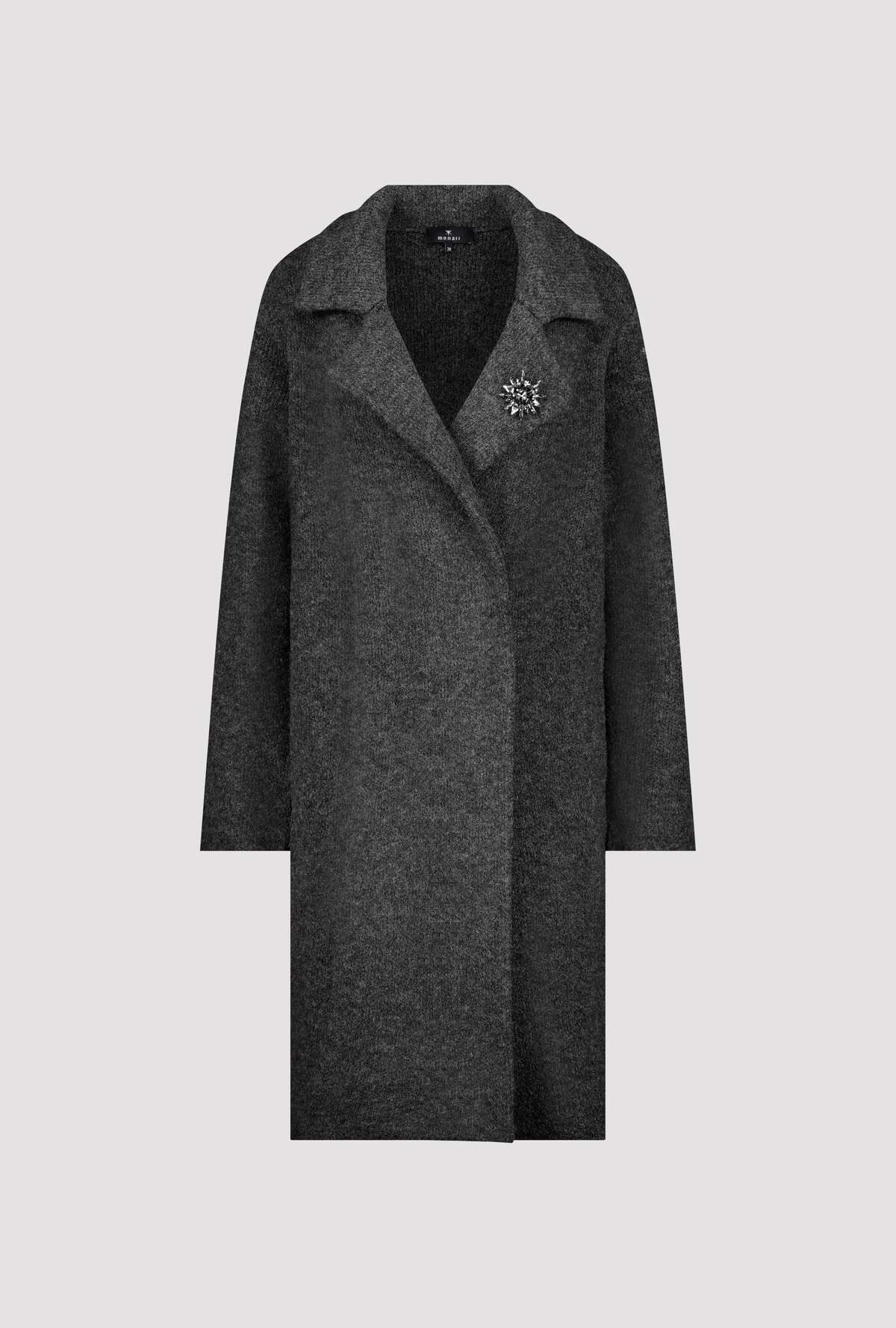 Shop Monari Knitted Coat Jacket + Brooch - Monari