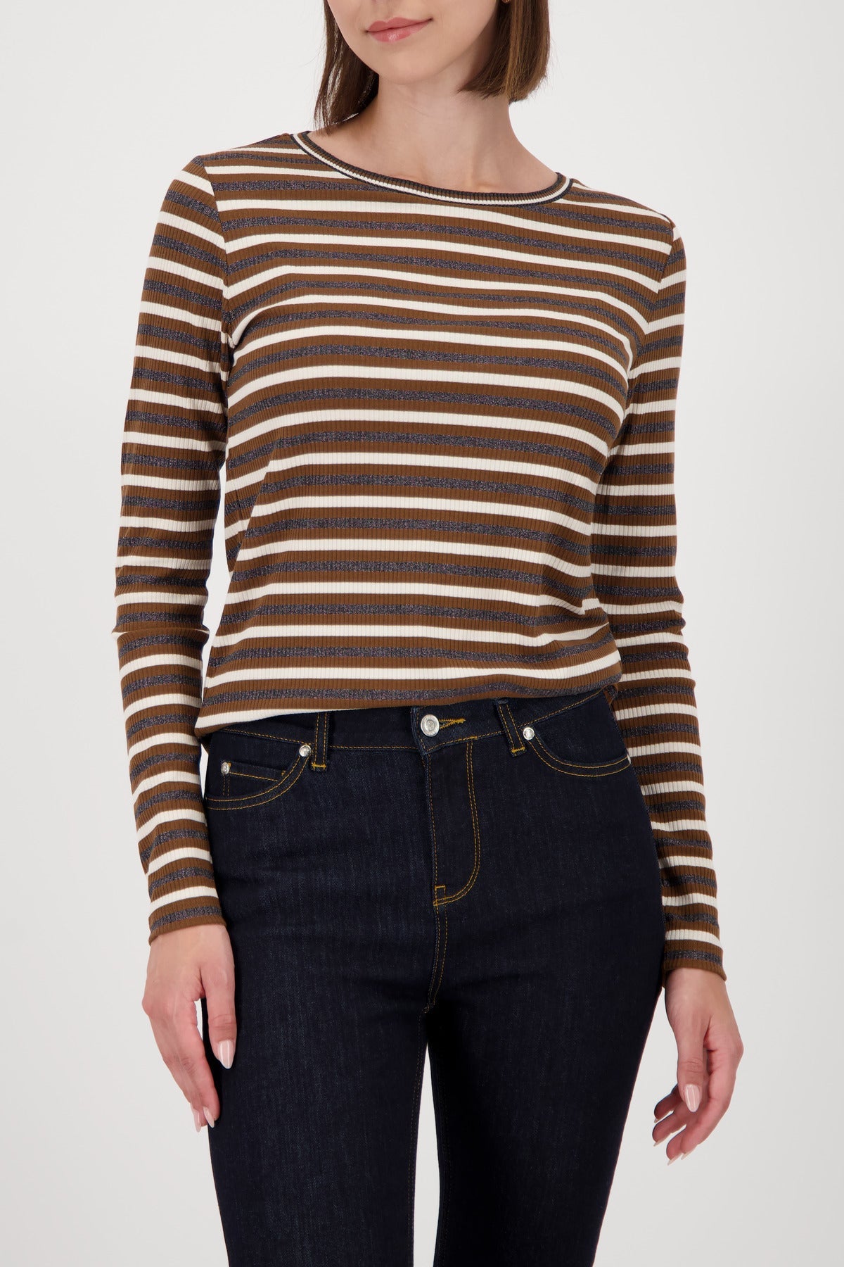 Shop Monari Lurex Whisky Stripe T-Shirt - Monari