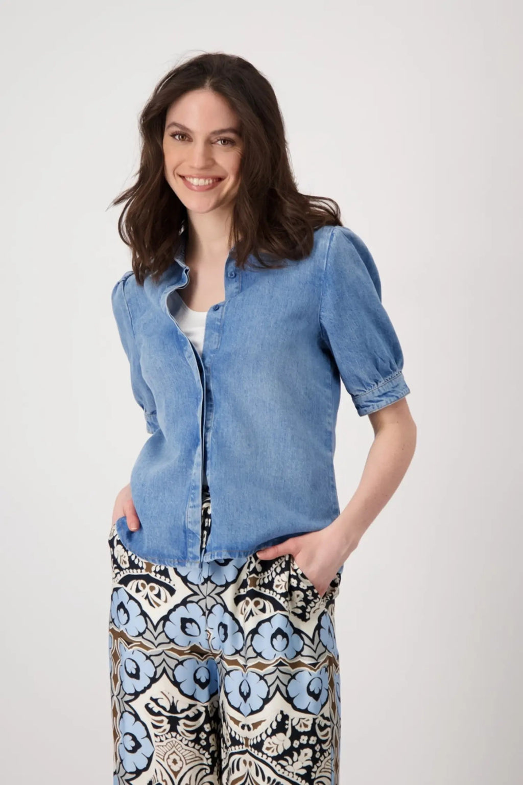 Shop Monari Lyocell Denim Blouse - Monari
