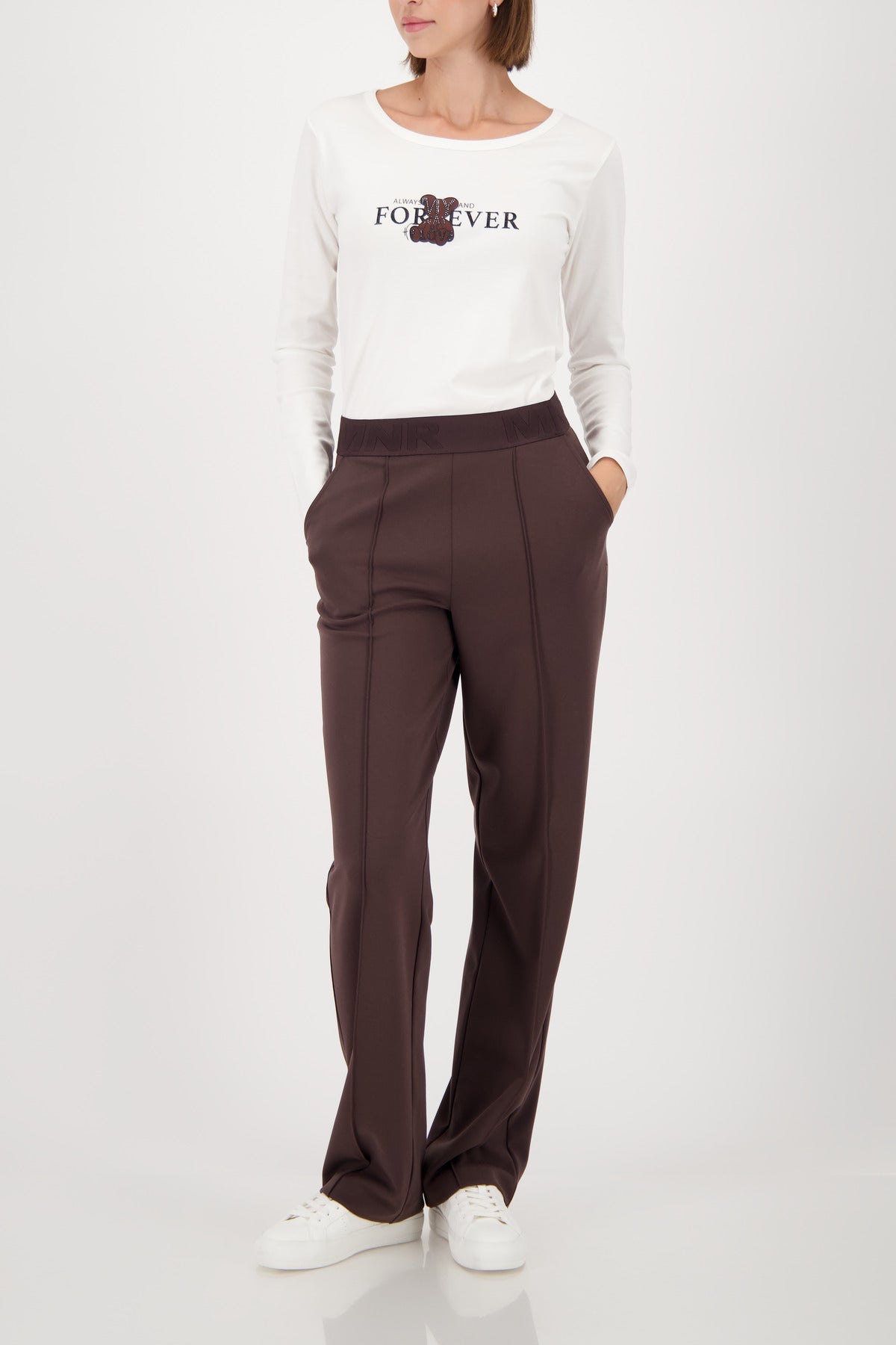 Shop Monari Pull - On Elastic Lettering Band Pants - Monari