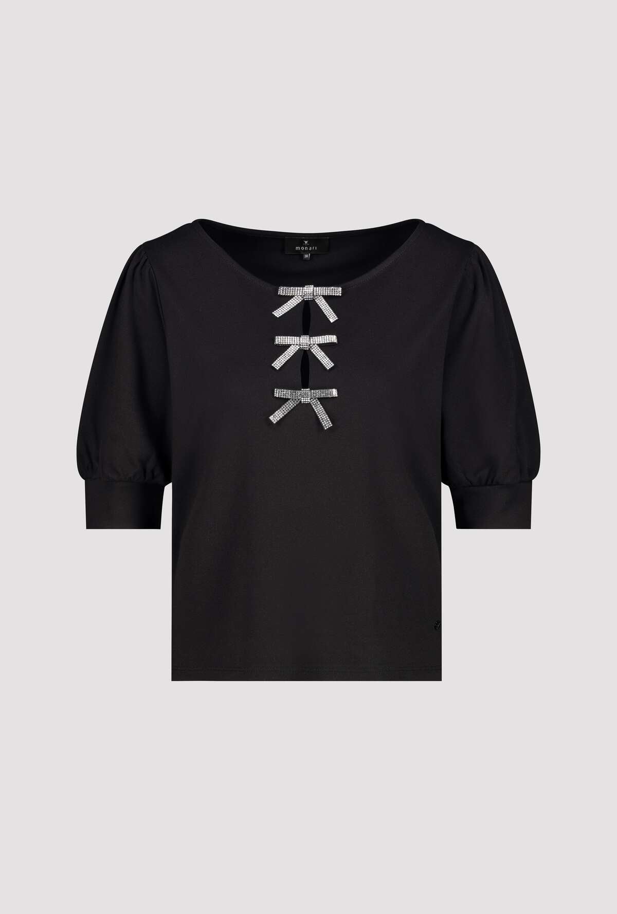 Shop Monari Round Neck Top with Bow Detail - Monari
