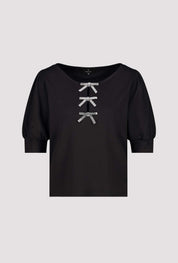Shop Monari Round Neck Top with Bow Detail - Monari