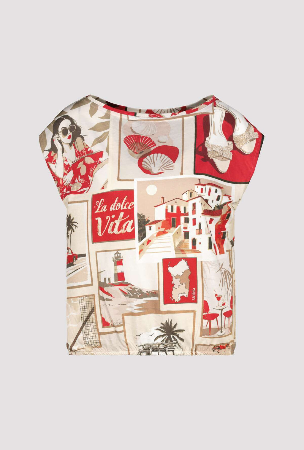 Shop Monari Sardinien Red Blouse with Polaroid Print - Monari