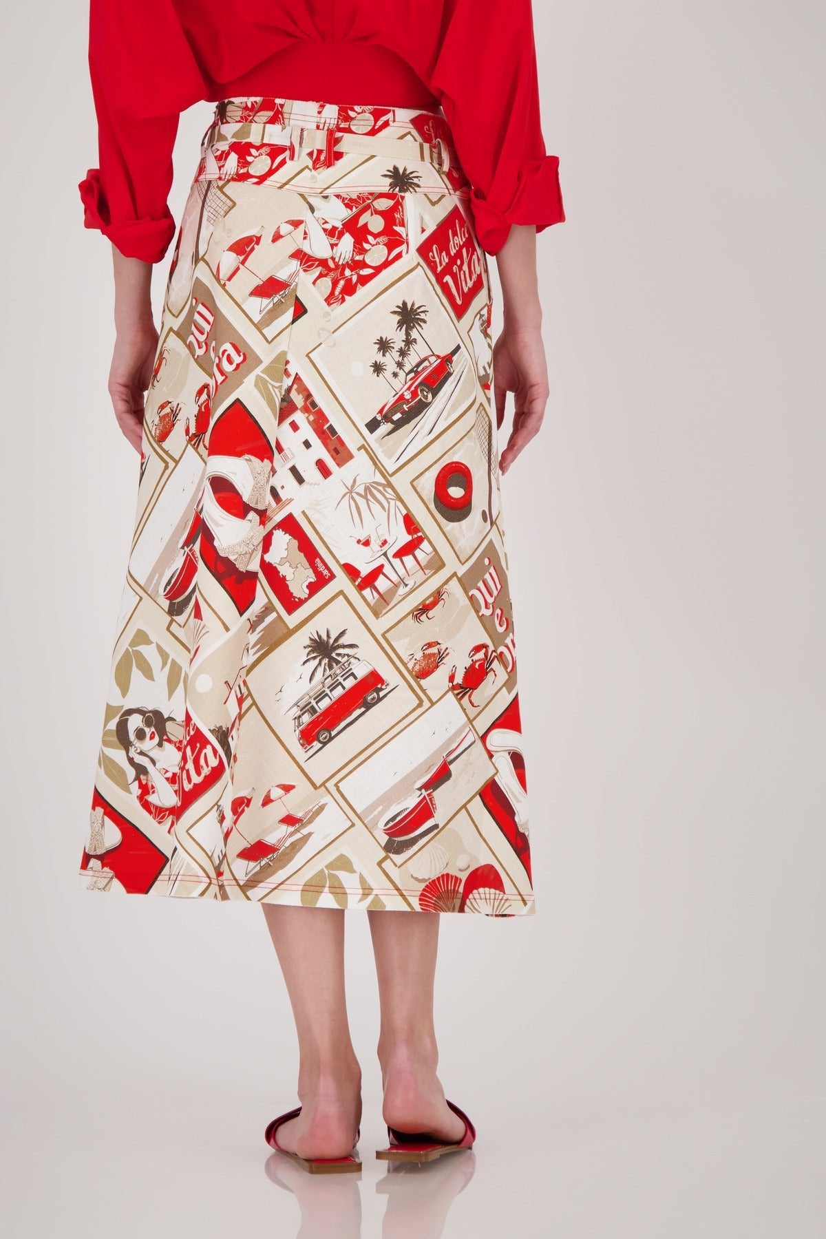 Shop Monari Sardinien Red Skirt with Polaroid Print - Monari