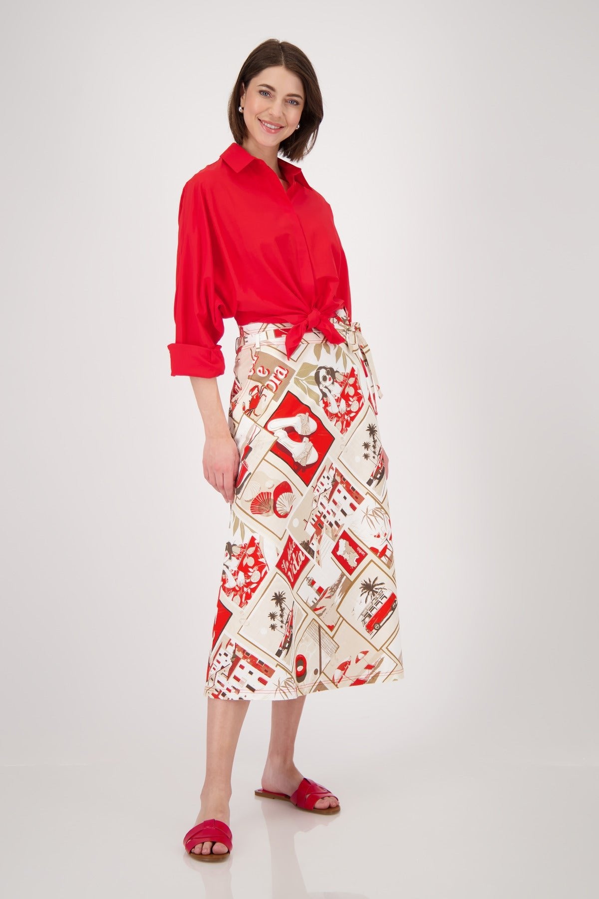 Shop Monari Sardinien Red Skirt with Polaroid Print - Monari