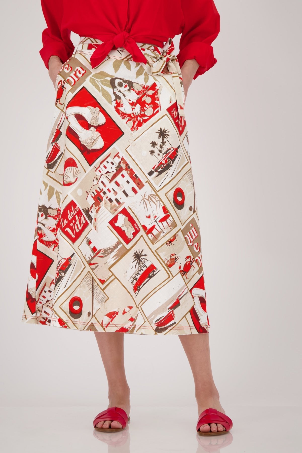 Shop Monari Sardinien Red Skirt with Polaroid Print - Monari