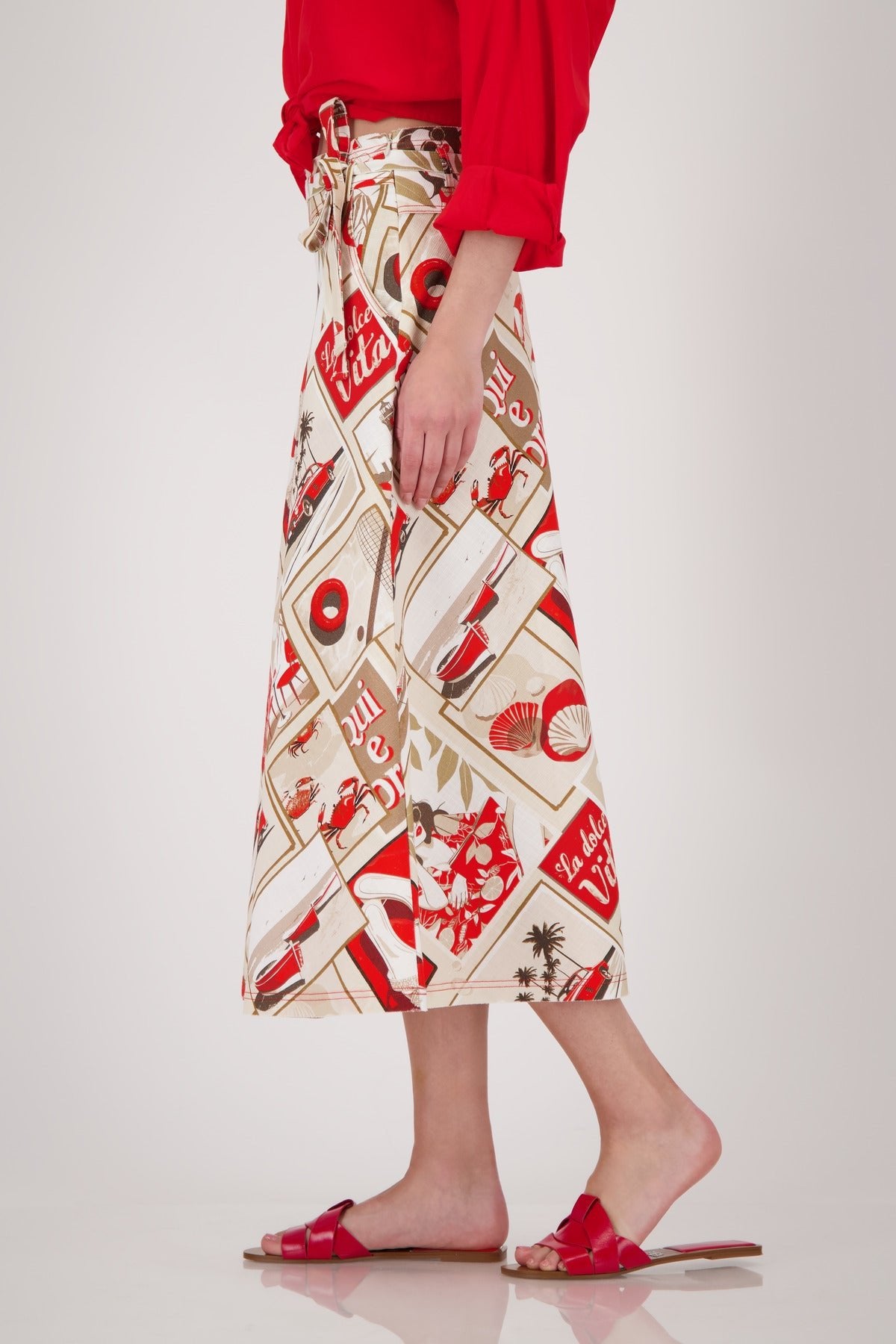 Shop Monari Sardinien Red Skirt with Polaroid Print - Monari