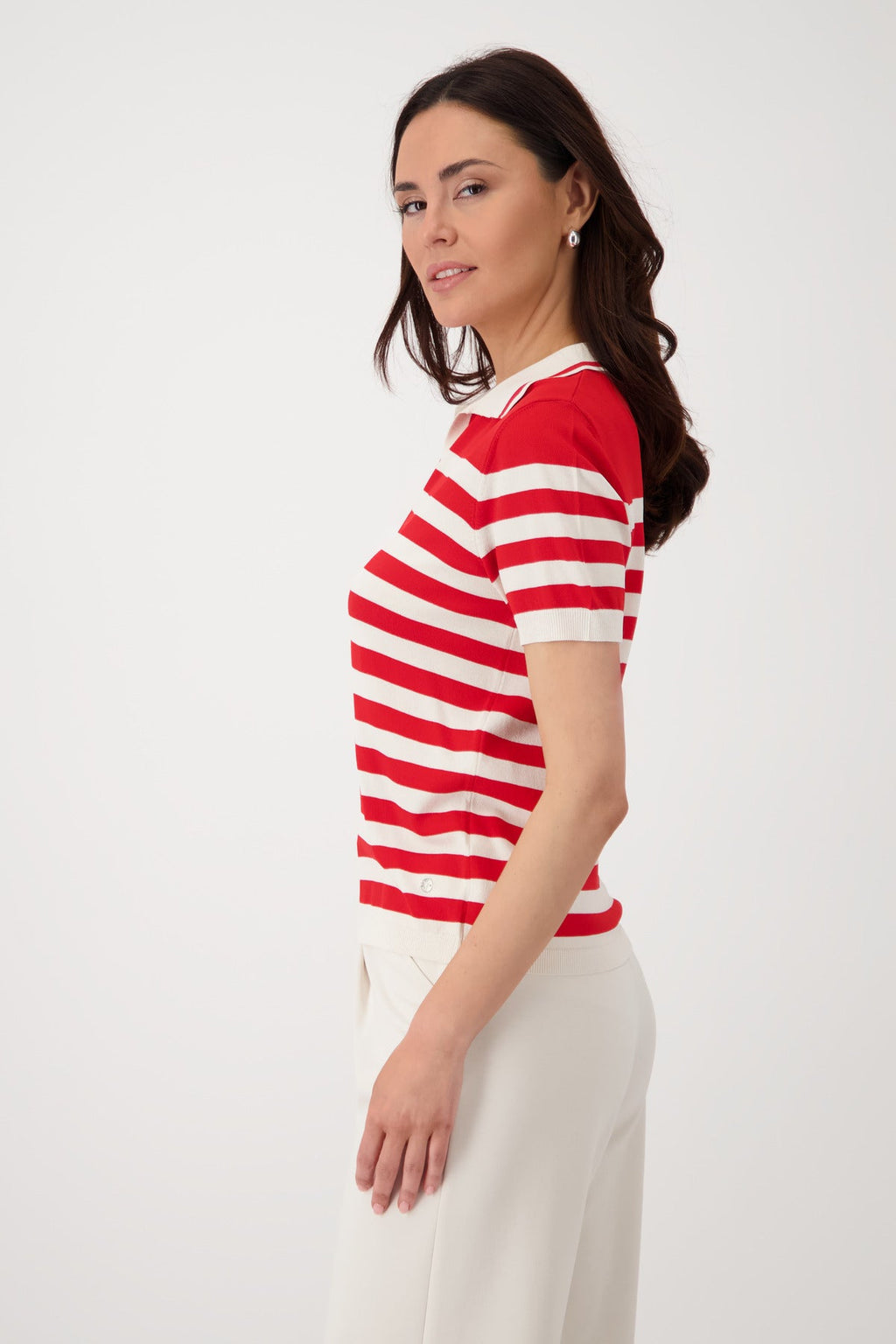 Shop Monari Sardinien Red Striped Polo T-Shirt - STELLA ROSE FASHIONS