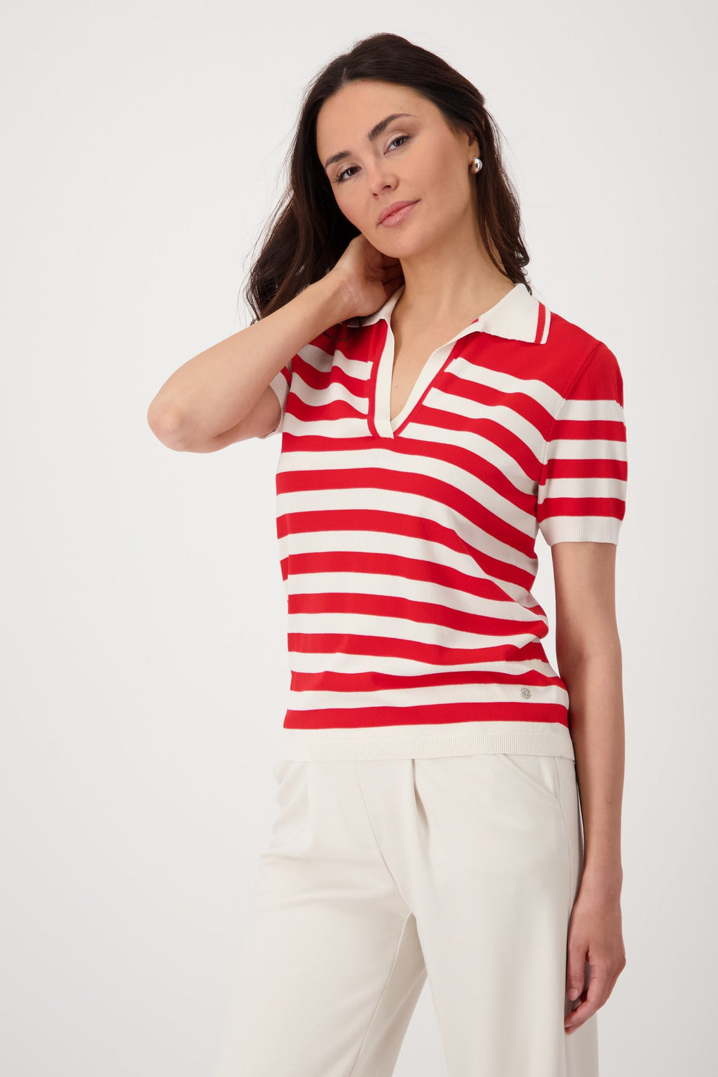 Shop Monari Sardinien Red Striped Polo T-Shirt - STELLA ROSE FASHIONS