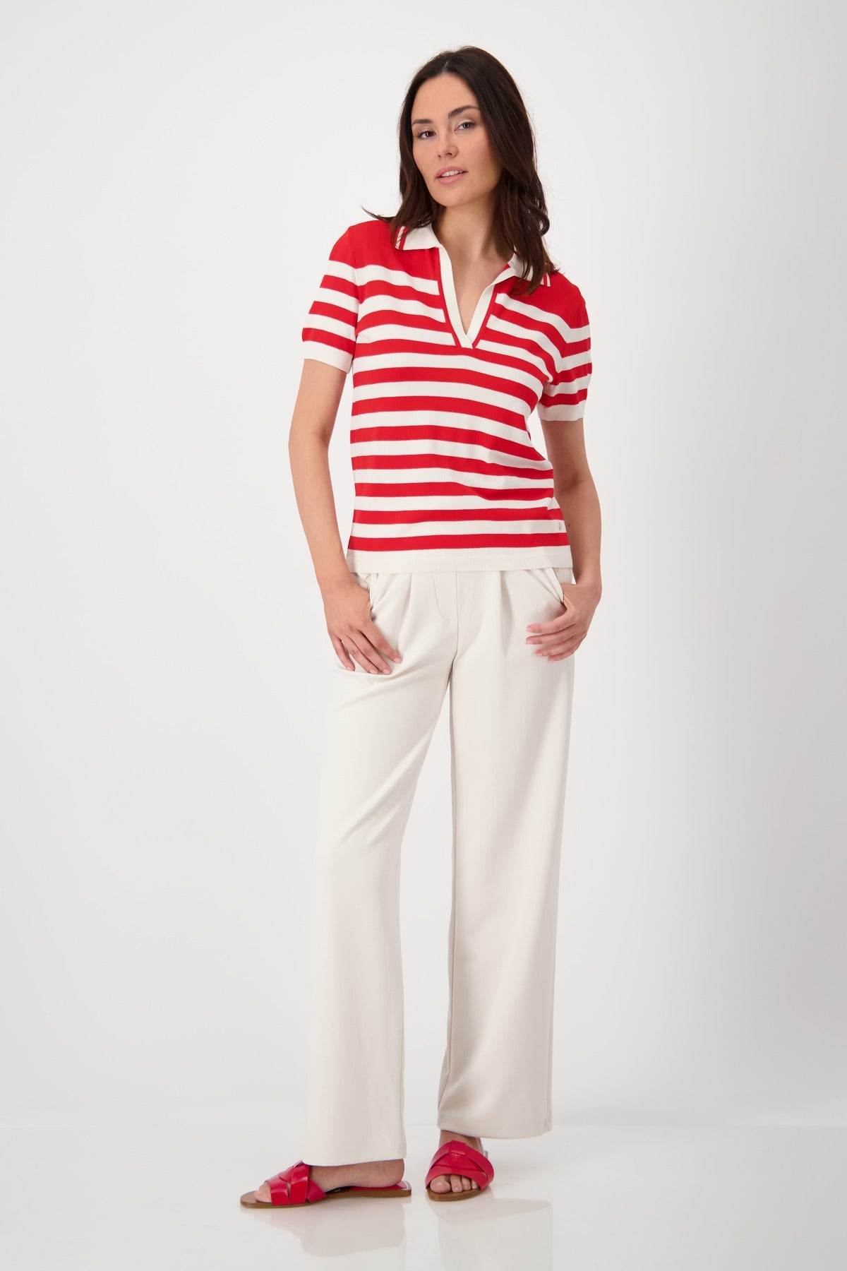 Shop Monari Sardinien Red Striped Polo T-Shirt - STELLA ROSE FASHIONS