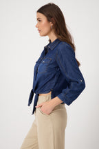 Shop Monari Shirt Collar Denim Shirt - Monari