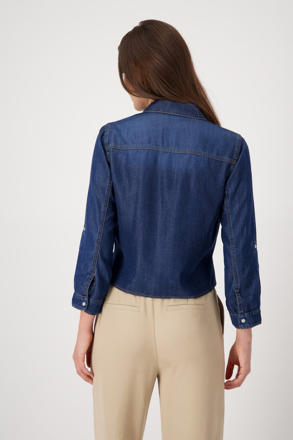 Shop Monari Shirt Collar Denim Shirt - Monari