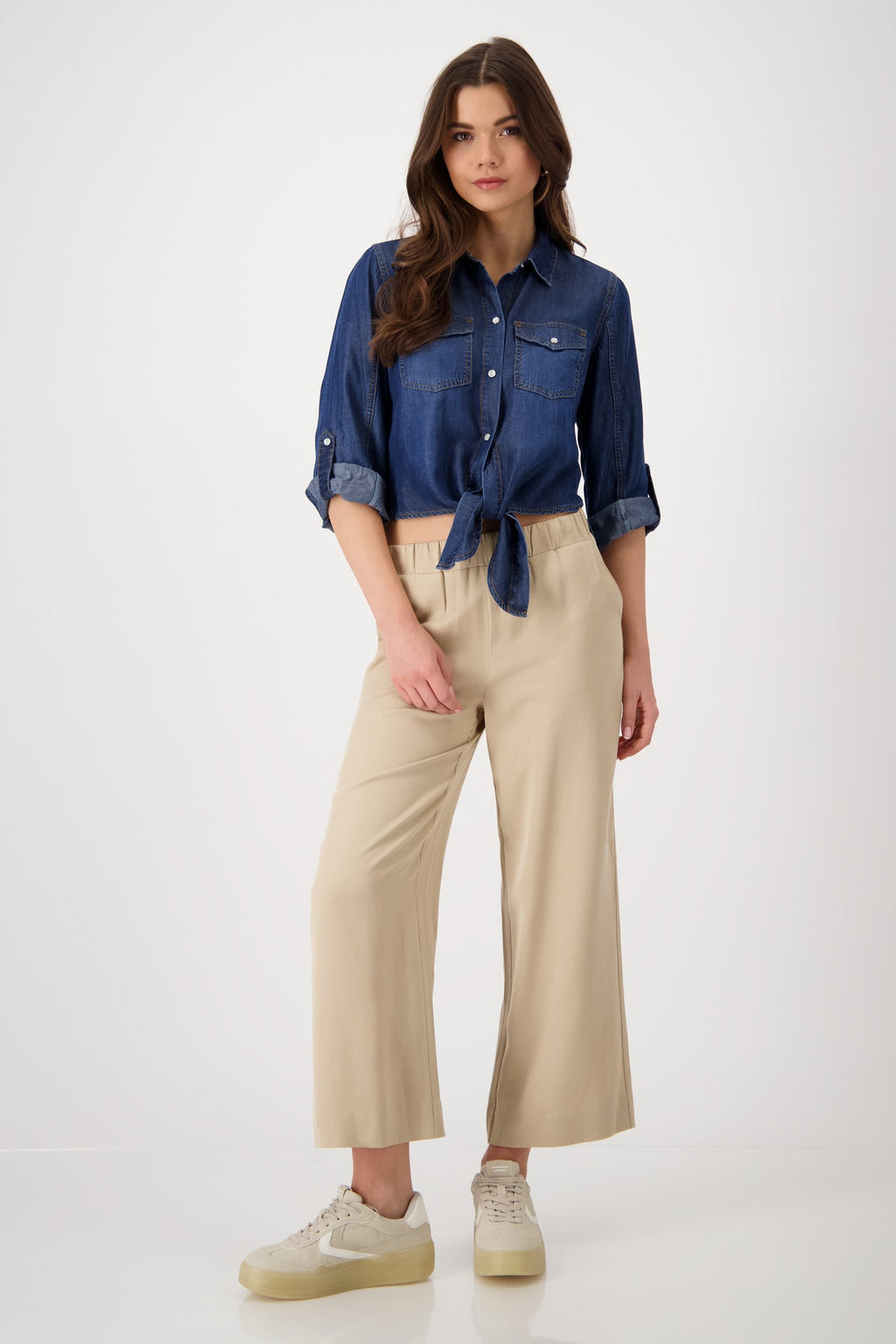 Shop Monari Shirt Collar Denim Shirt - Monari