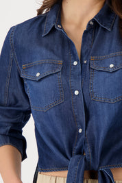 Shop Monari Shirt Collar Denim Shirt - Monari