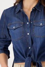 Shop Monari Shirt Collar Denim Shirt - Monari