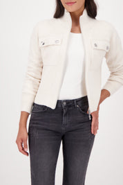 Shop Monari Stand Up Collar Cadigan Jacket - Monari