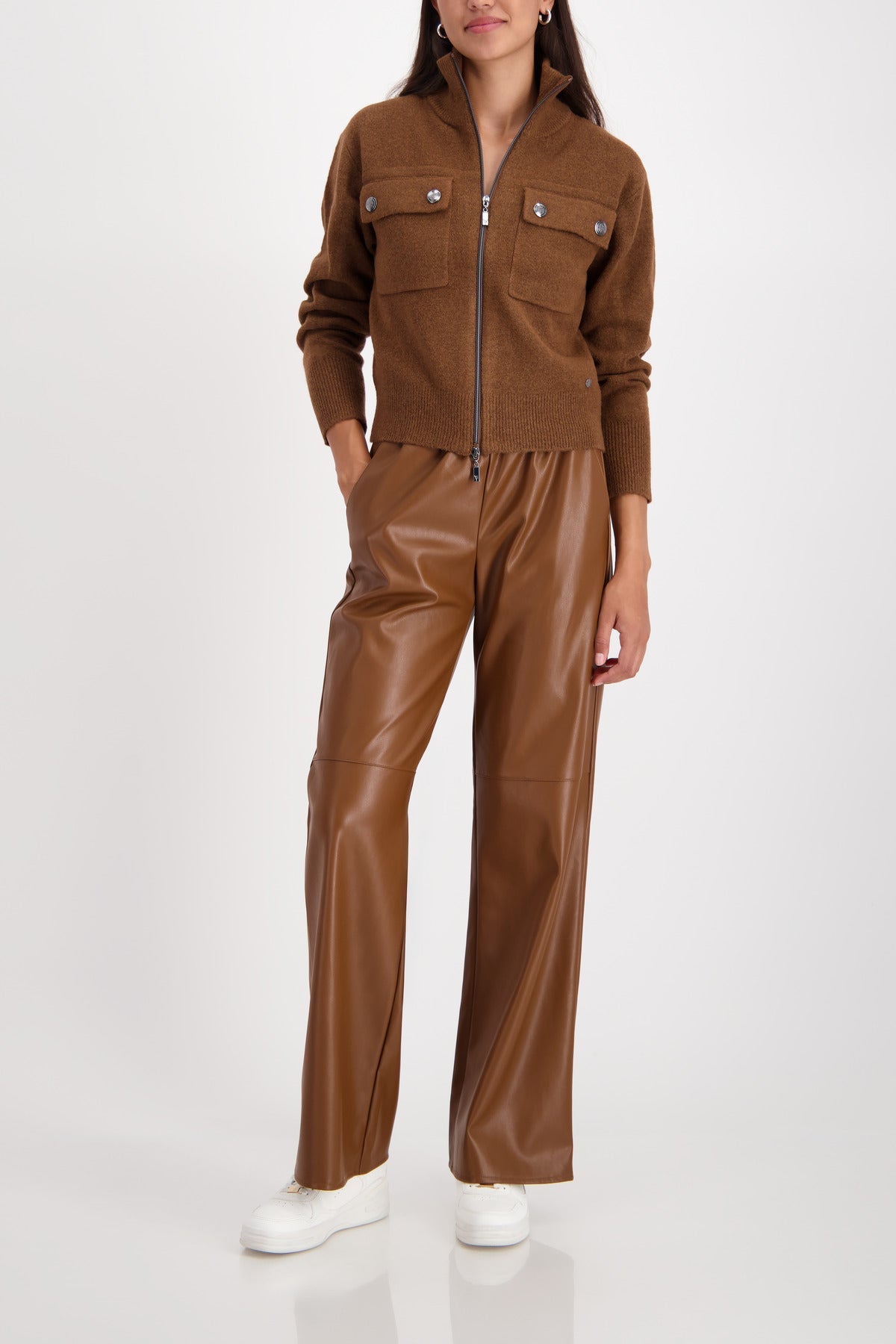 Shop Monari Stand Up Collar Cadigan Jacket - Monari