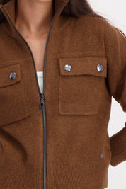 Shop Monari Stand Up Collar Cadigan Jacket - Monari