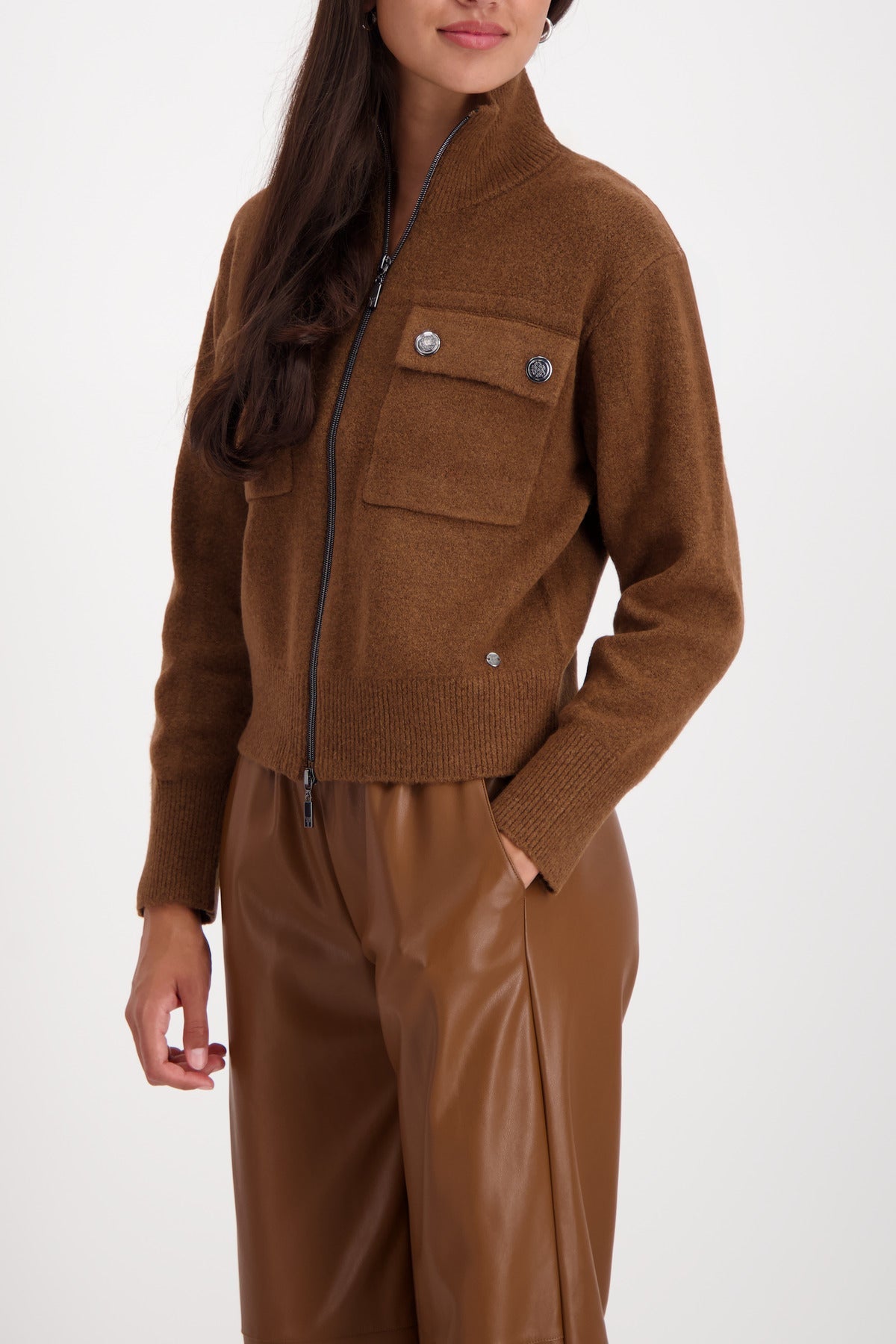 Shop Monari Stand Up Collar Cadigan Jacket - Monari