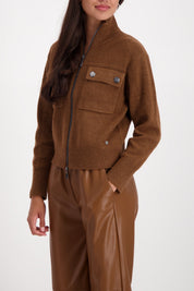 Shop Monari Stand Up Collar Cadigan Jacket - Monari