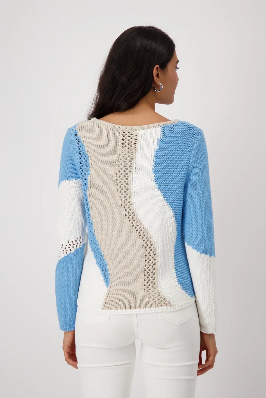 Shop Monari Sweater Intarsia - Spring Water - Monari
