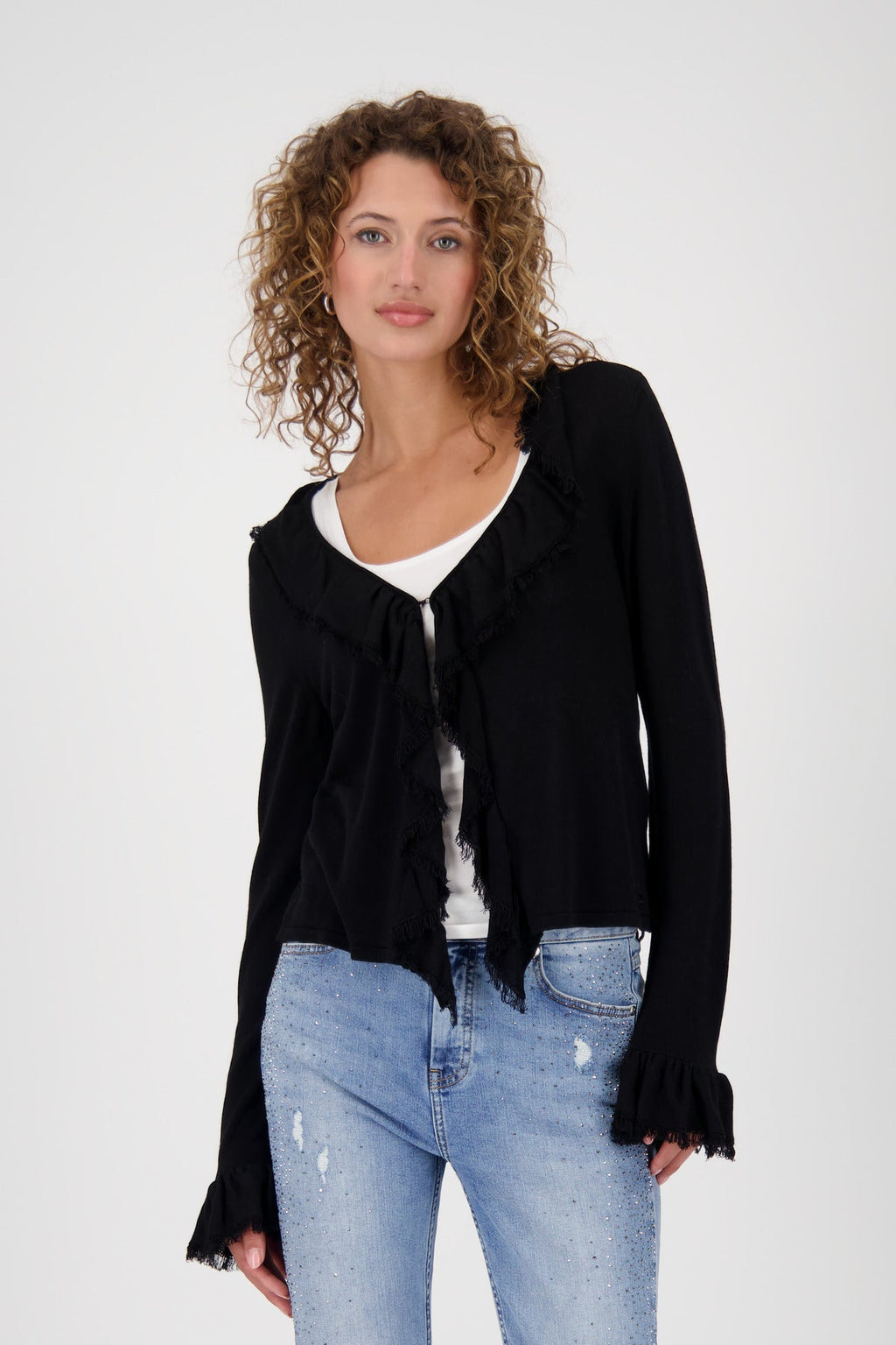 Shop Monari Tokyo Jacket Cardigan with Ruffles - Monari